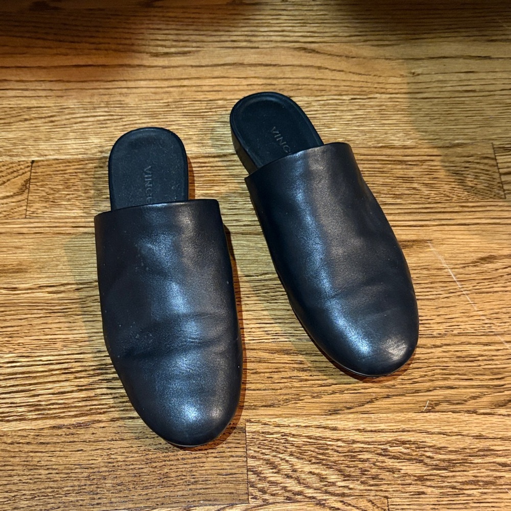 Vince Black Leather Slip-On Shoes